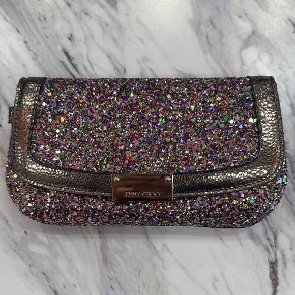 Jimmy Choo Sparkling Multicolor Clutch - Picture 1 of 9